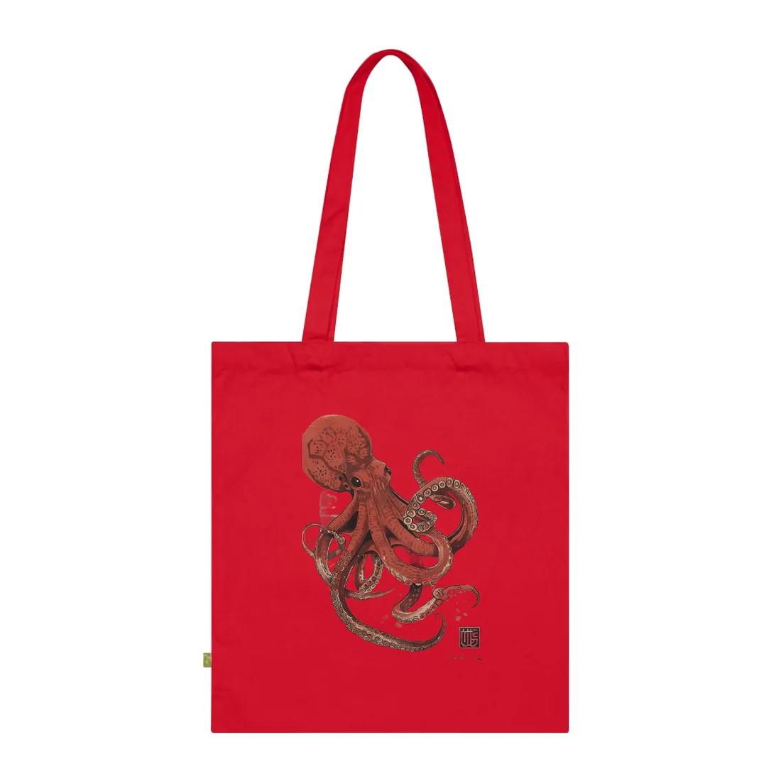 Stylized Japanese Octopus: Muted Watercolor - Tote Bag (Classic Red)