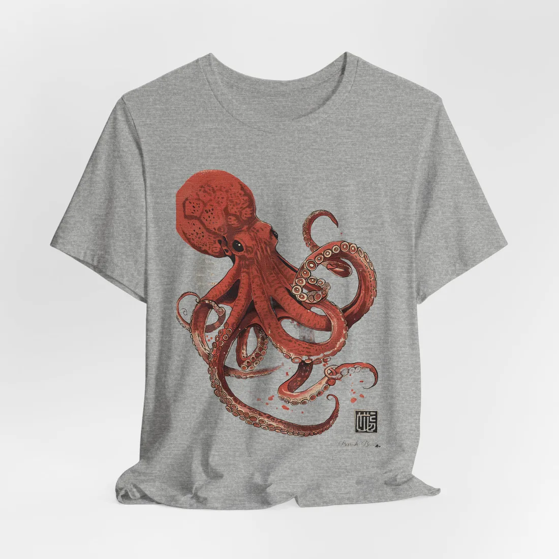 Stylized Japanese Octopus: Muted Watercolor - T-Shirt (Athletic Heather)