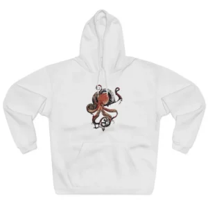 Red Octopus with Calligraphy Hoodie