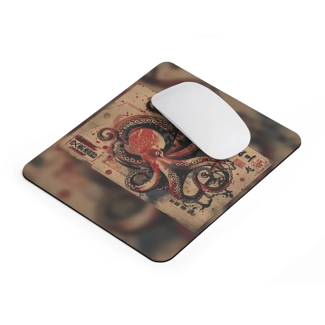 Stylized Octopus in Ukiyo-E Style: Japanese - Mouse Pad