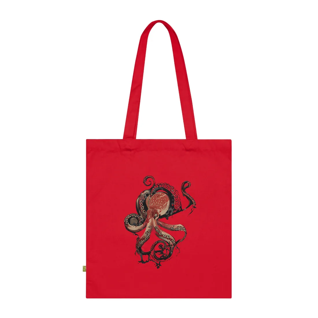 Stylized Octopus in Ukiyo-E Style: Japanese - Tote Bag (Classic Red)