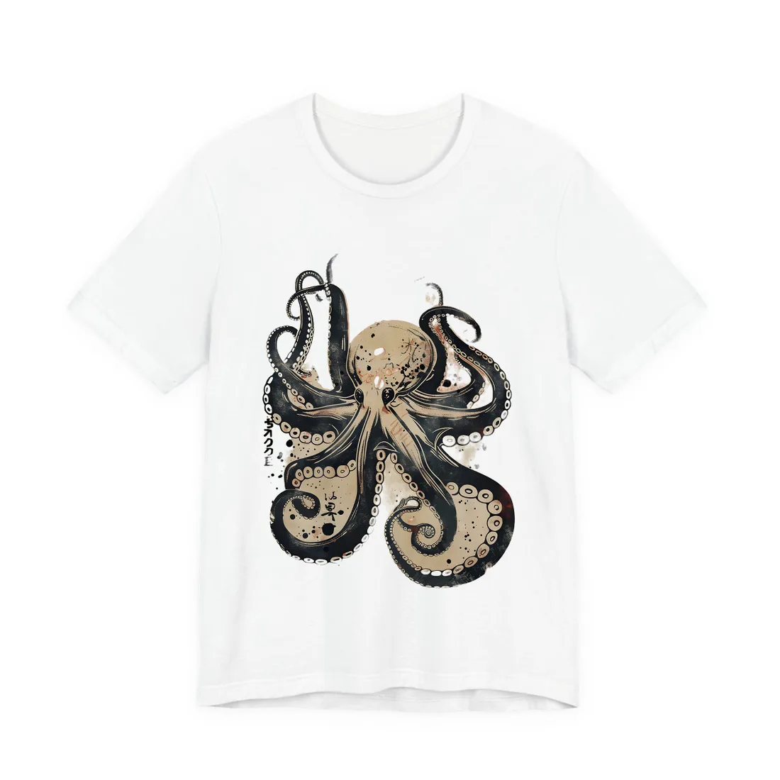 Stylized Octopus: Vibrant Japanese Ukiyo-E - T-Shirt (White)