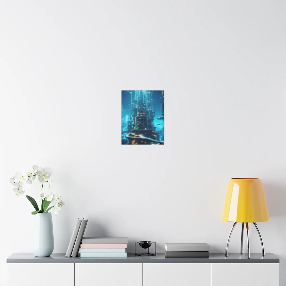Submerged Metropolis: A Futuristic Underwater Cityscape - Digital Art - Canvas