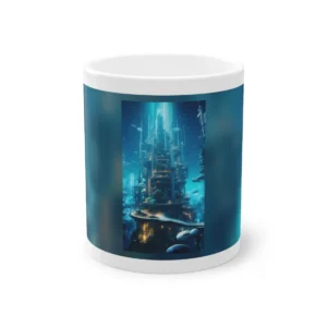 Underwater City Tower Glowing Amber Mug