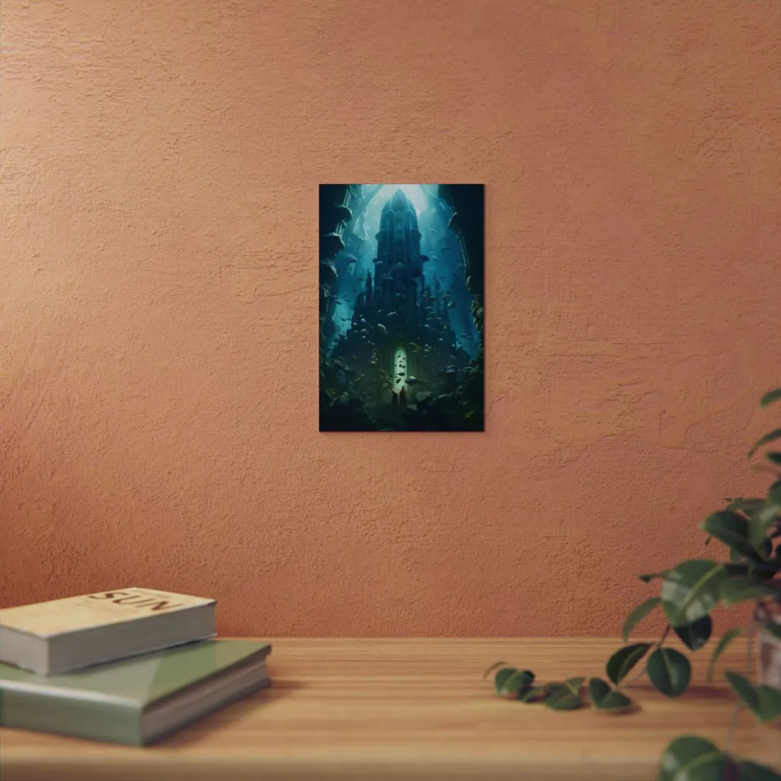 Sunken Ancient City: Underwater Ruins Digital Art - Metal Poster