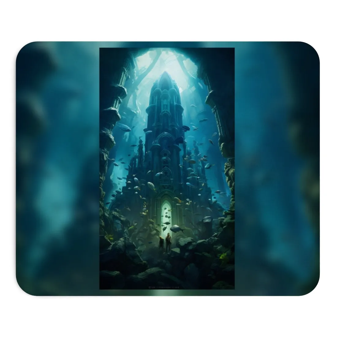 Sunken Ancient City: Underwater Ruins Digital Art - Mouse Pad