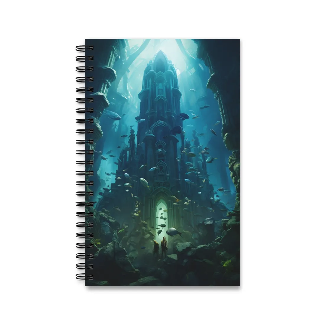 Sunken Ancient City: Underwater Ruins Digital Art - Spiral Notebook