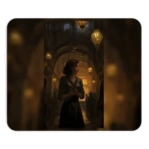 Woman in Lantern-Lit Street Mouse Pad