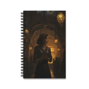 Woman in Lantern-Lit Street Spiral Notebook