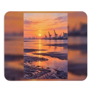 Harbor Cranes at Sunset Mouse Pad