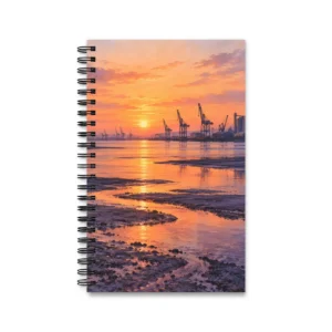 Harbor Cranes at Sunset Spiral Notebook