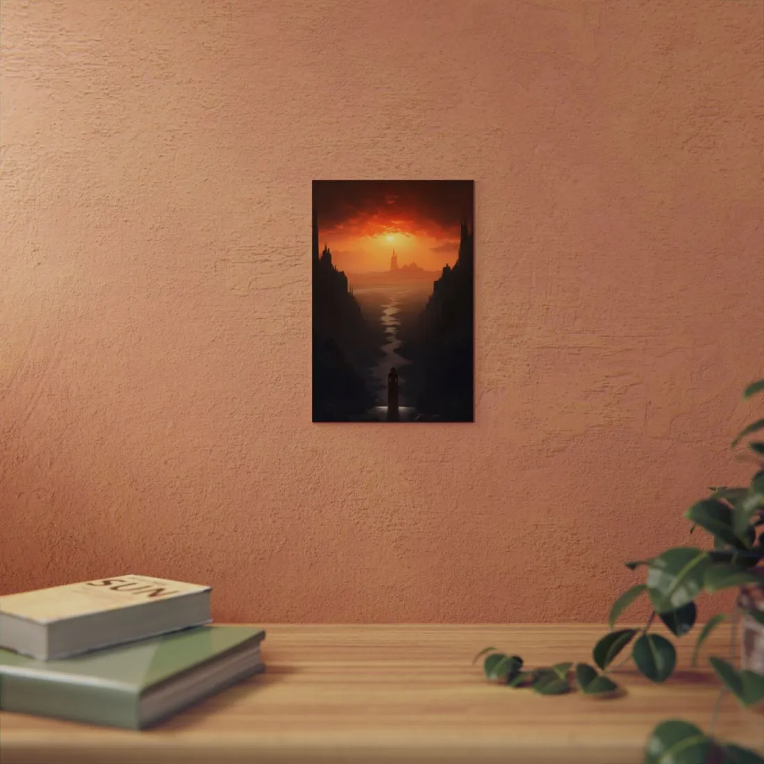 Sunset Fjord: Castle on the Horizon - Metal Poster