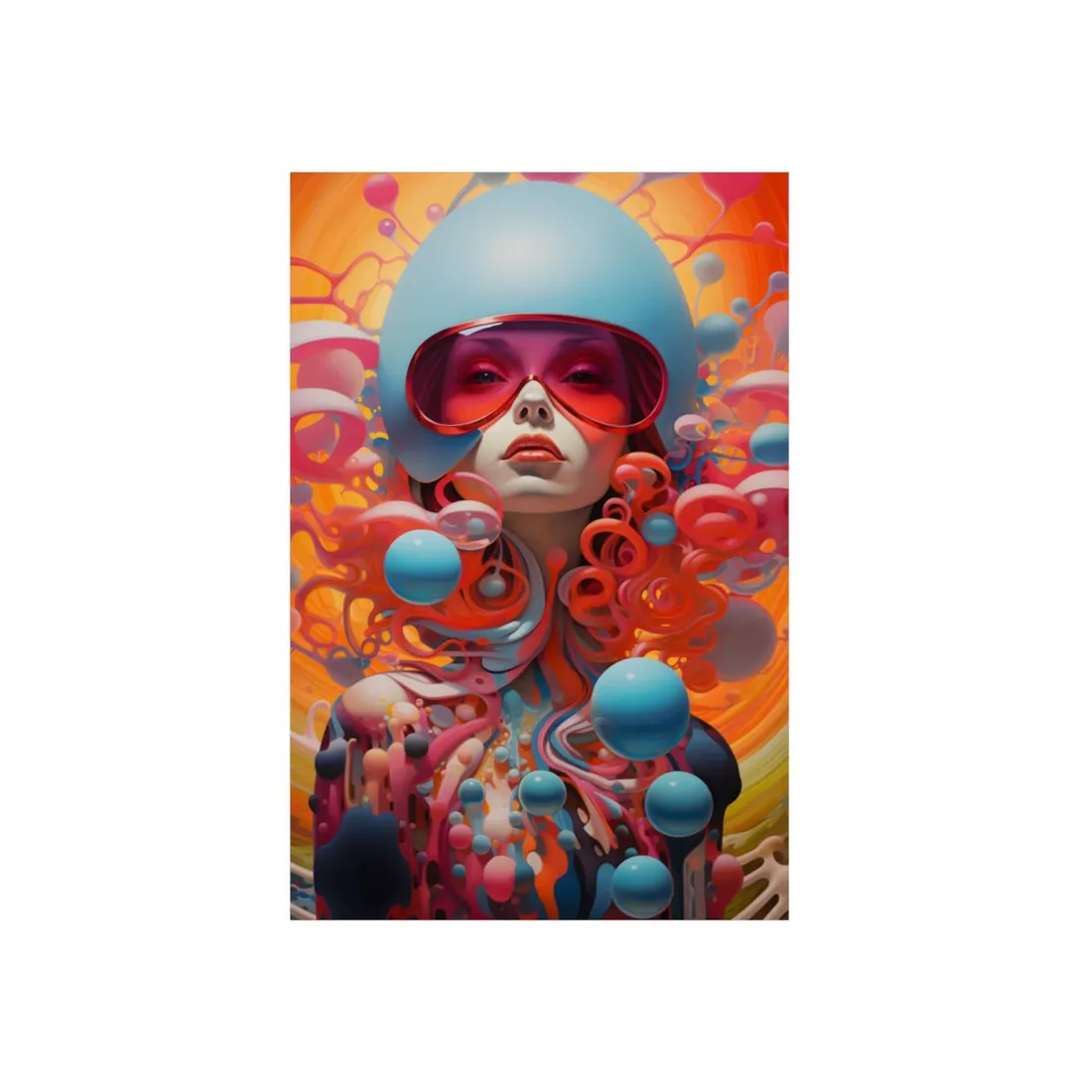 Surreal Bubble Portrait: Vibrant Fantasy Woman Art - Metal Poster