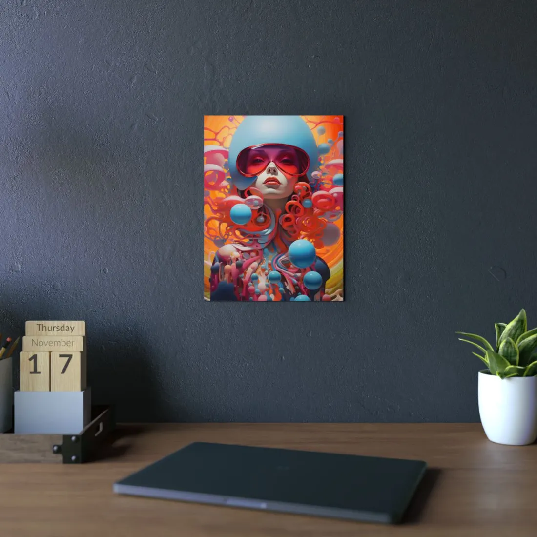 Surreal Bubble Portrait: Vibrant Fantasy Woman Art - Metal Poster