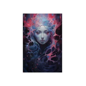 Woman with Swirling Blue Tendrils Metal Poster