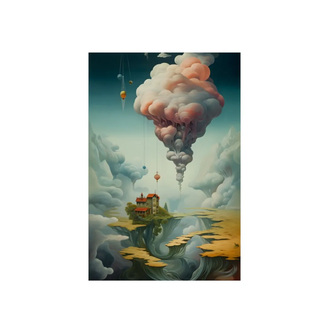 Surreal Dream World: Psychedelic Artistic Visions in a Fantastical Landscape - Metal Poster