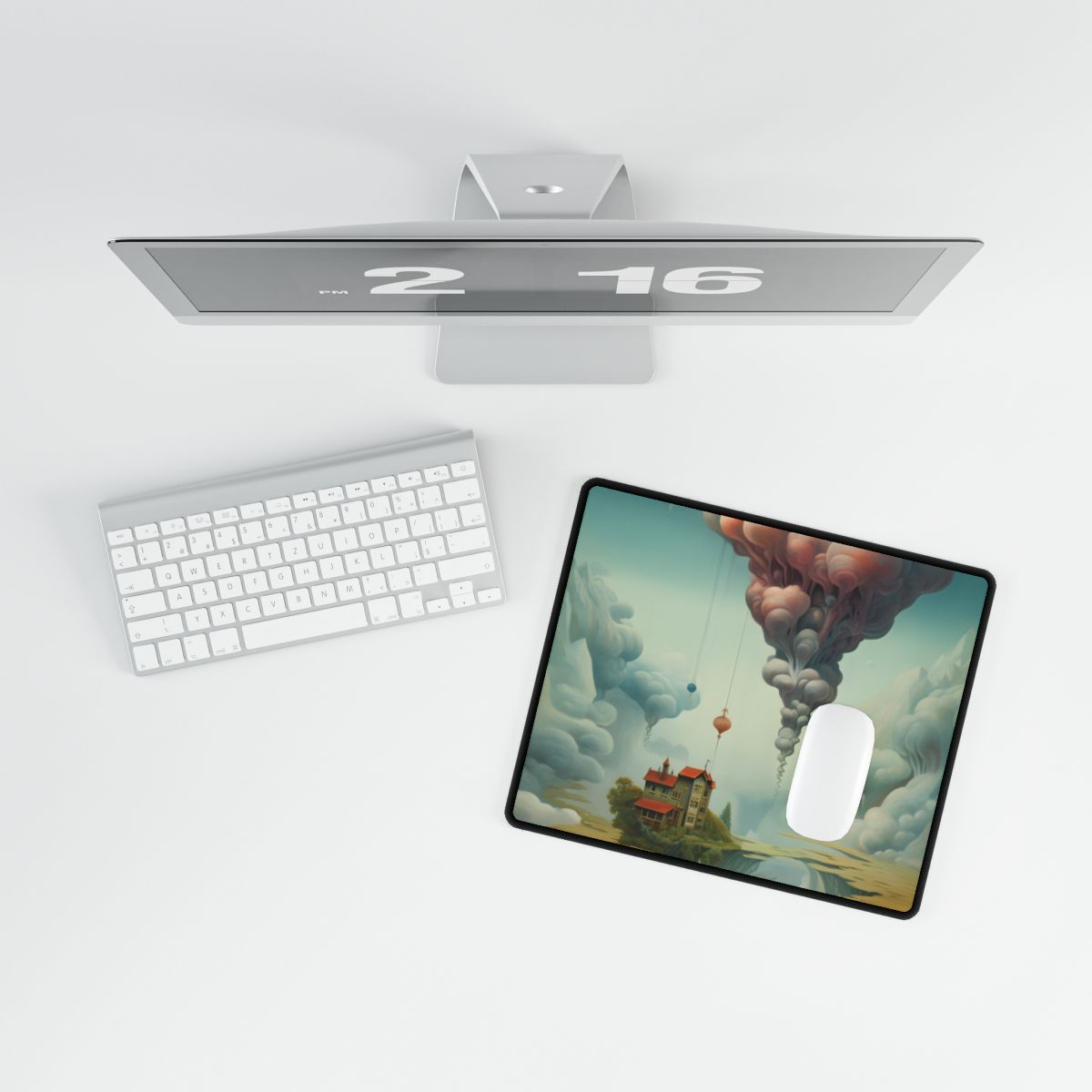 Surreal Dream World: Psychedelic Artistic Visions in a Fantastical Landscape - Desk Mat