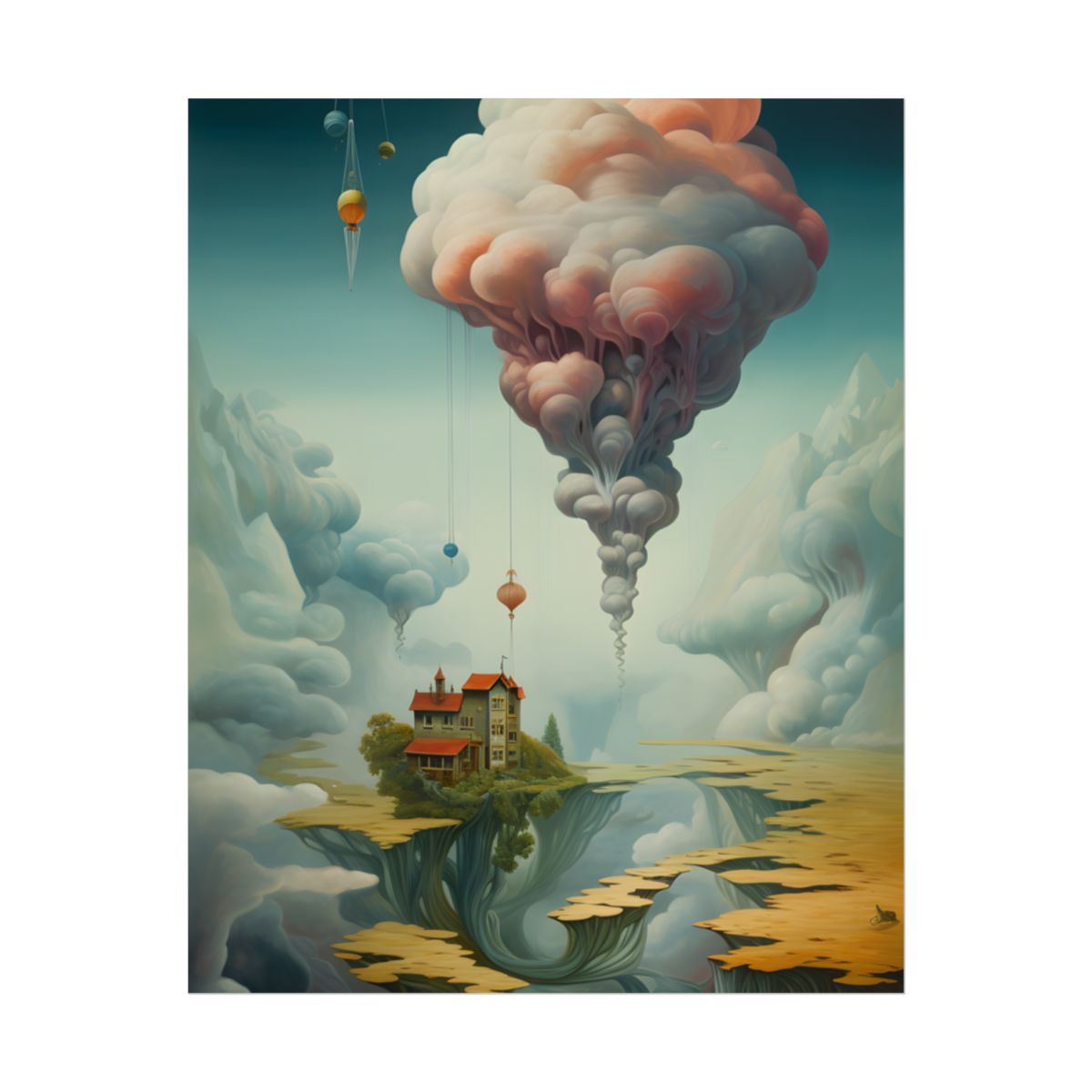 Surreal Dream World: Psychedelic Artistic Visions in a Fantastical Landscape - Poster