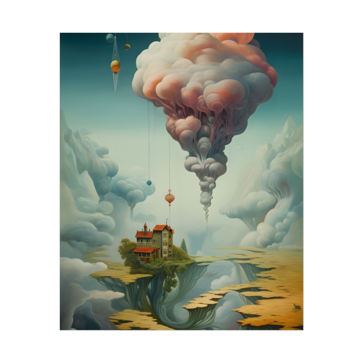 Surreal Dream World: Psychedelic Artistic Visions in a Fantastical Landscape - Poster