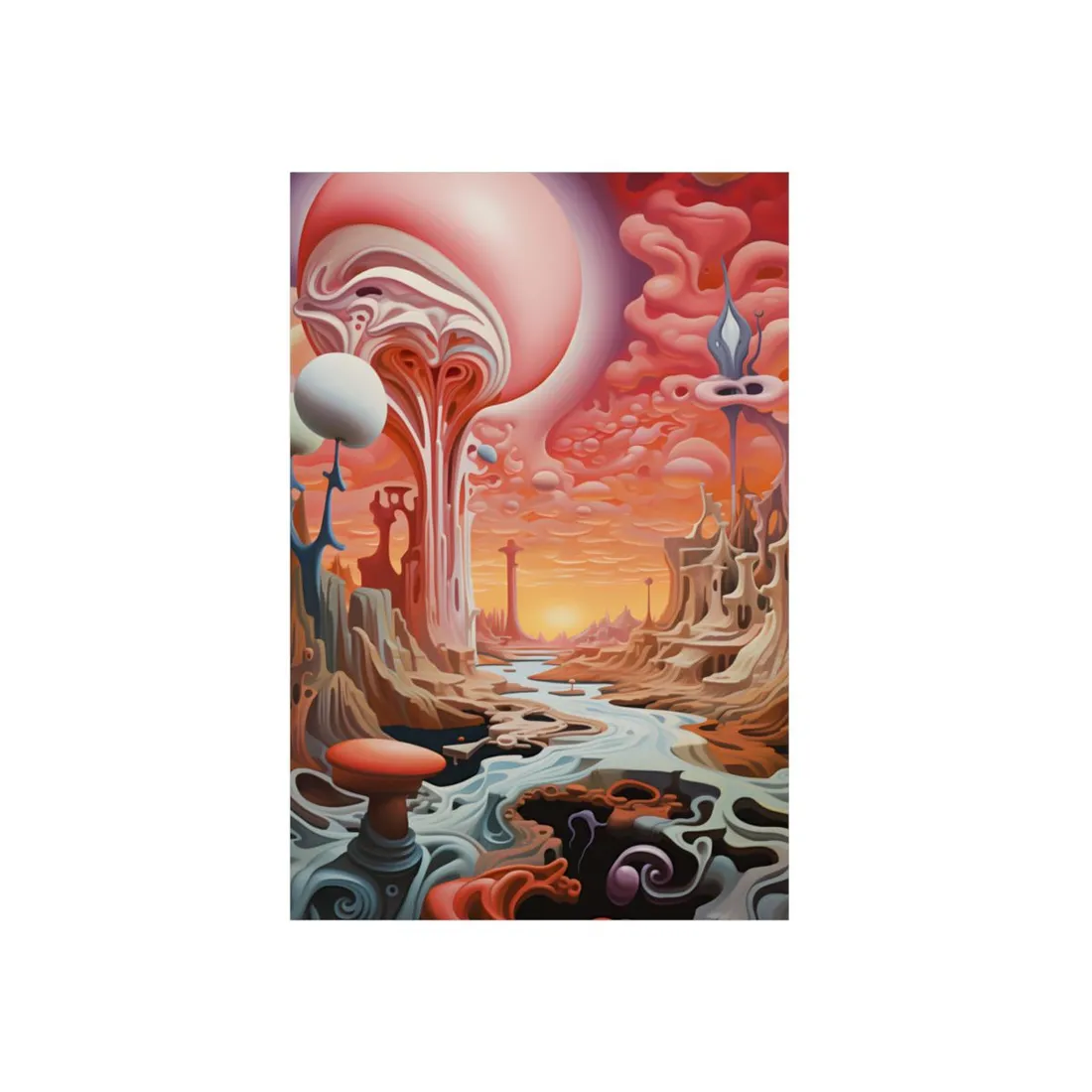 Surreal Dream World: Psychedelic Digital Art - Metal Poster