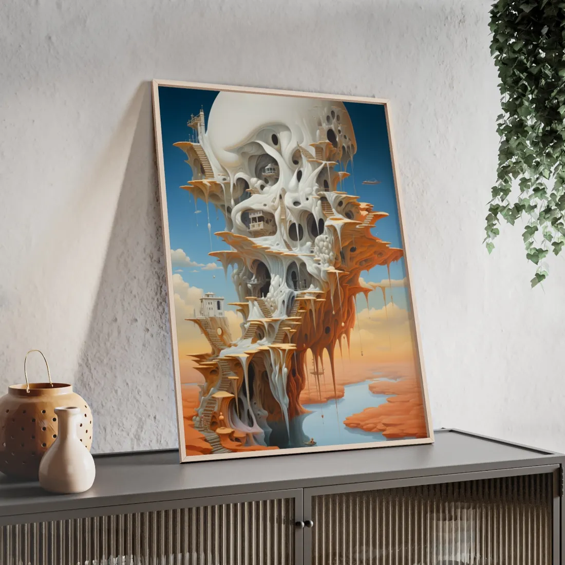Surreal Dream World: Psychedelic Dreamscape Art - Framed Poster
