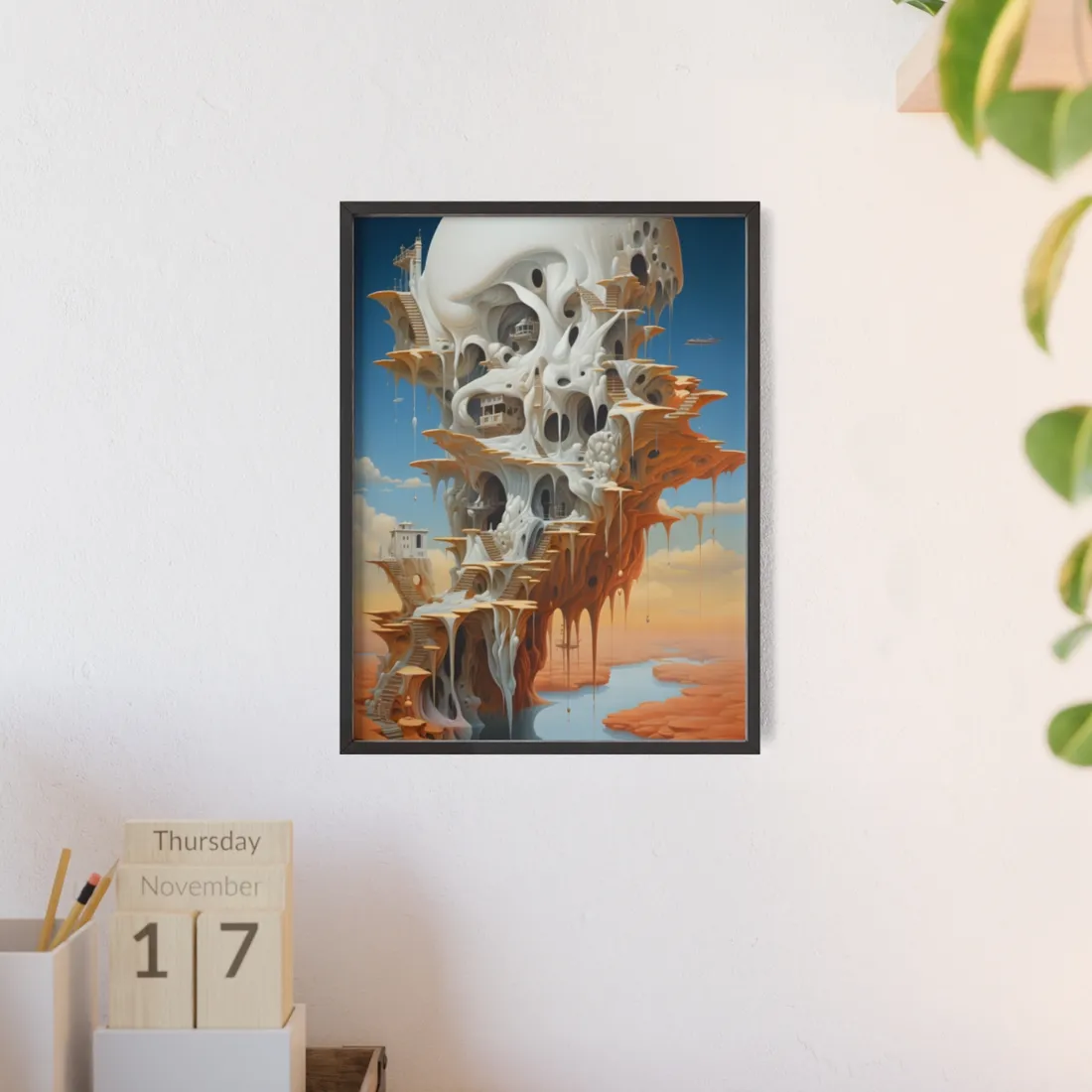 Surreal Dream World: Psychedelic Dreamscape Art - Framed Poster