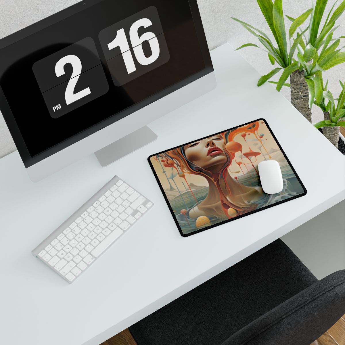 Surreal Dreamscape: Vibrant Psychedelic Colors - Desk Mat