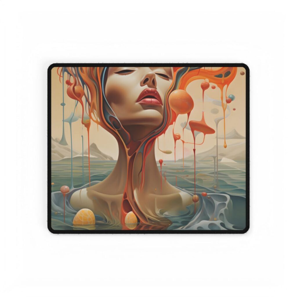 Surreal Dreamscape: Vibrant Psychedelic Colors - Desk Mat