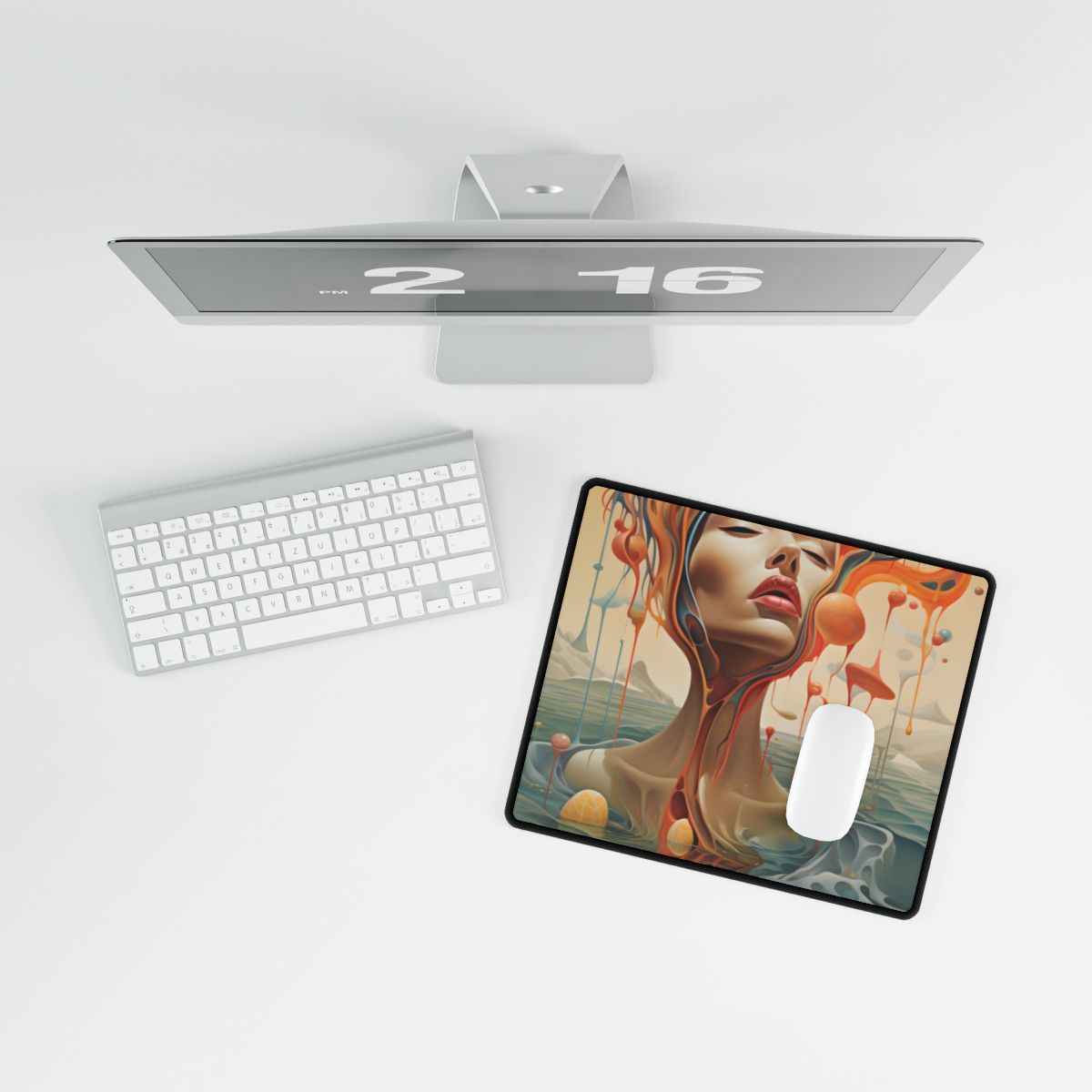 Surreal Dreamscape: Vibrant Psychedelic Colors - Desk Mat