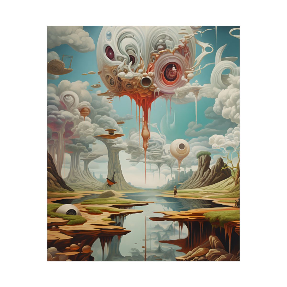 Surreal Dreamscapes: Psychedelic Rock Formation Artwork - Poster