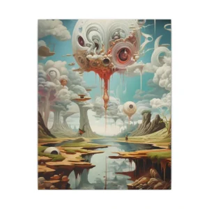 Surreal Landscape with Floating Eye Canvas Print