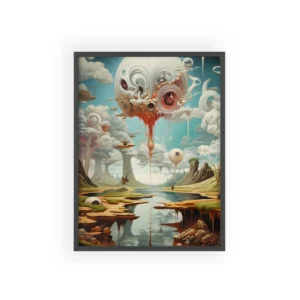 Surreal Landscape with Floating Eye Framed Poster