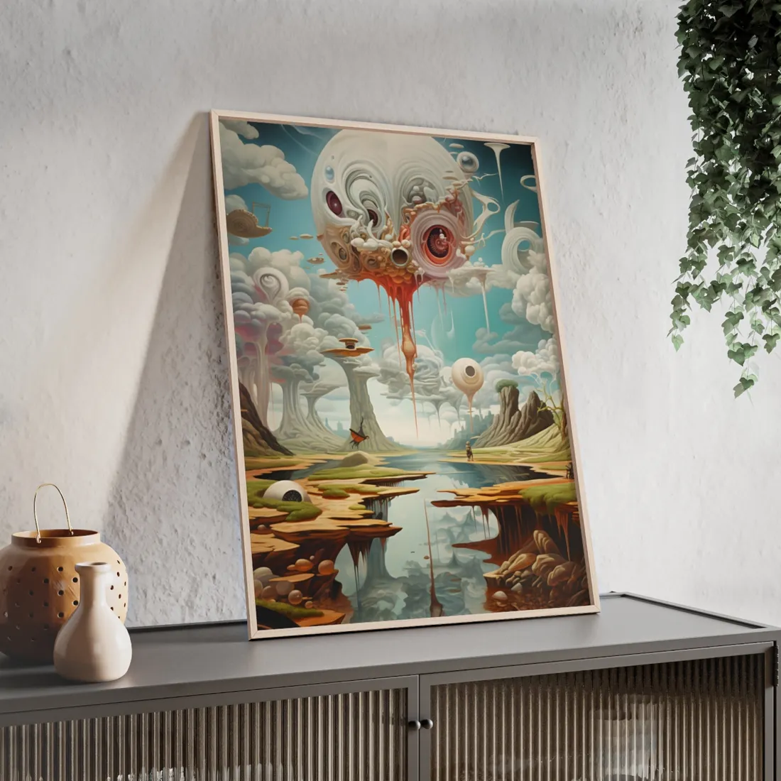Surreal Dreamscapes: Psychedelic Rock Formation - Framed Poster