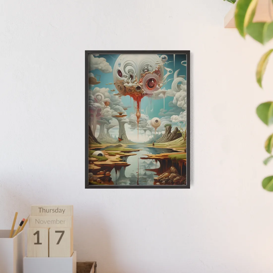 Surreal Dreamscapes: Psychedelic Rock Formation - Framed Poster