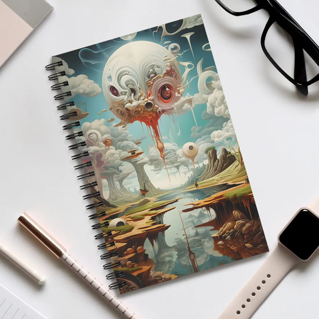 Surreal Dreamscapes: Psychedelic Rock Formation - Spiral Notebook