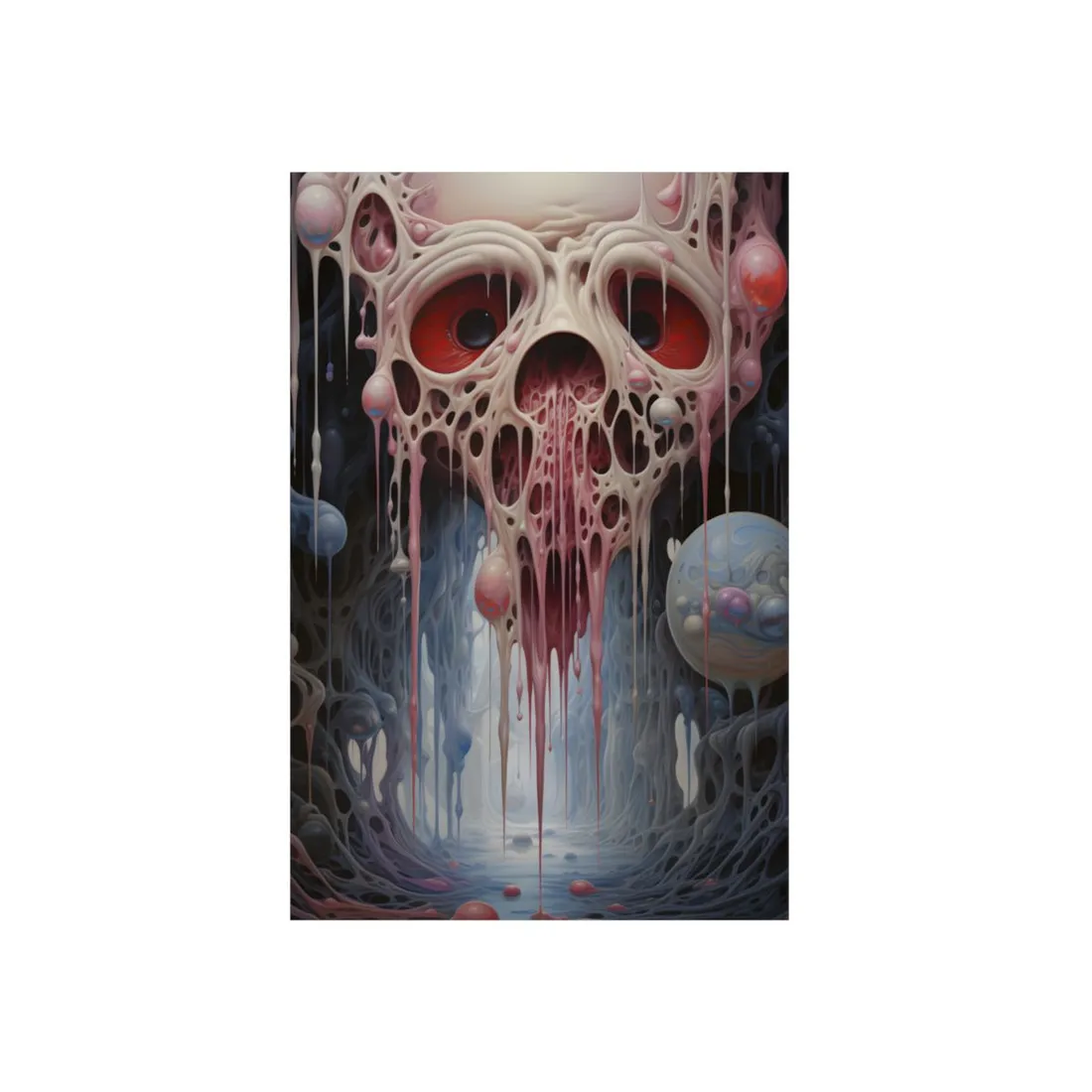 Surreal Dripping Forms: Organic Pink Abstract Art - Metal Poster