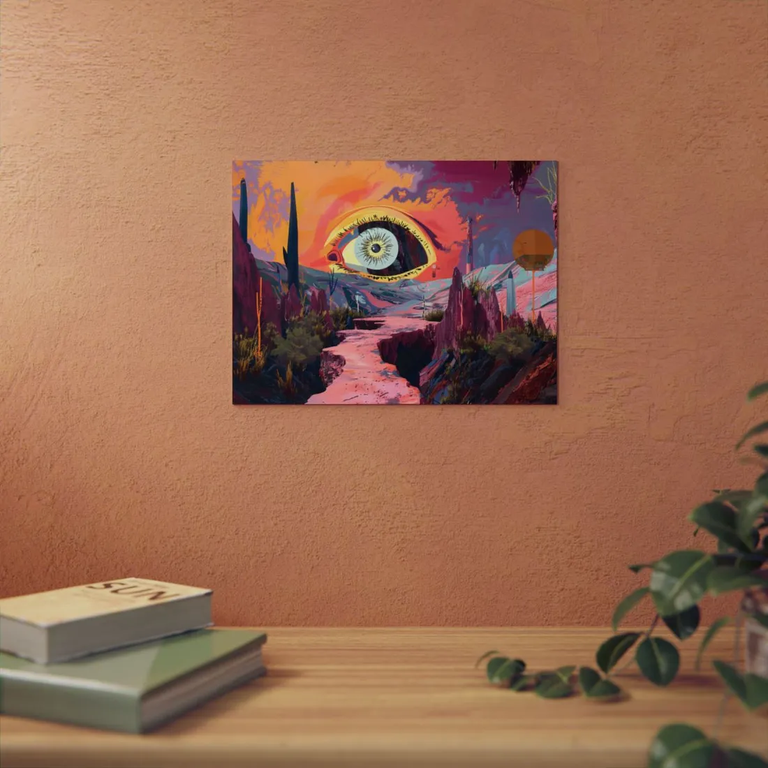 Surreal Eye: Vibrant Landscape Digital Art - Metal Poster