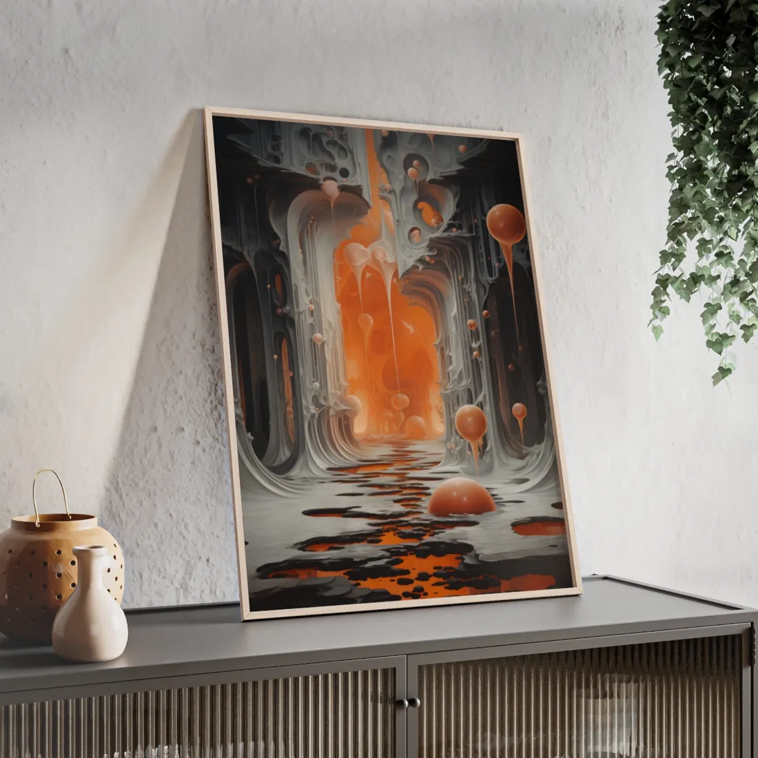 Surreal Fantasy: Tears in Reality with Portals Digital Art - Framed Poster