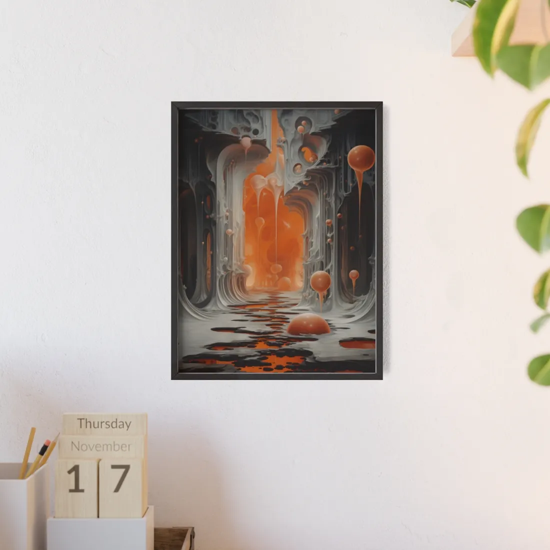Surreal Fantasy: Tears in Reality with Portals Digital Art - Framed Poster