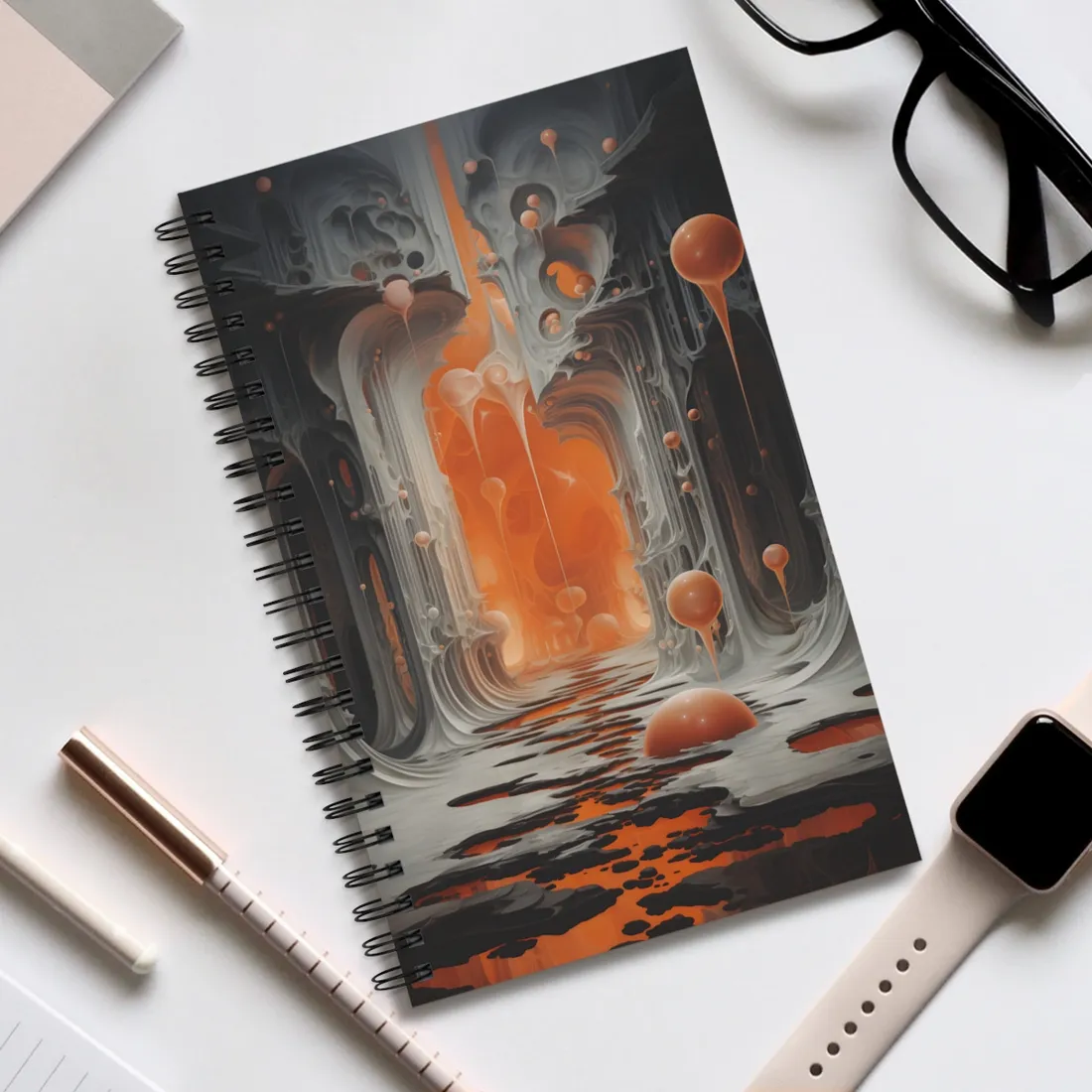 Surreal Fantasy: Tears in Reality with Portals Digital Art - Spiral Notebook
