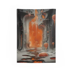 Dripping Orange Corridor Wall Tapestry