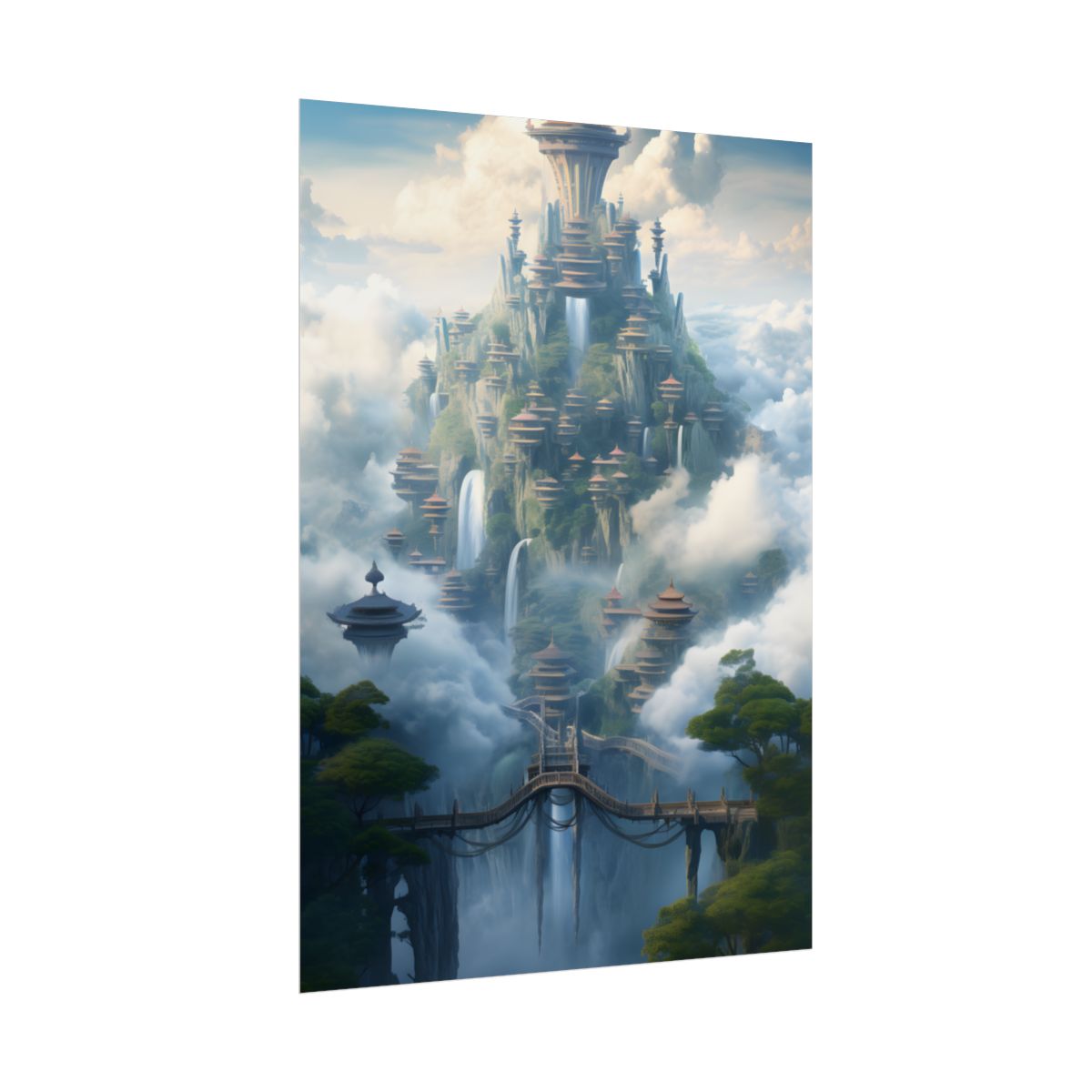 Surreal Floating City: Celestial Fantasy Realm Artwork - Poster