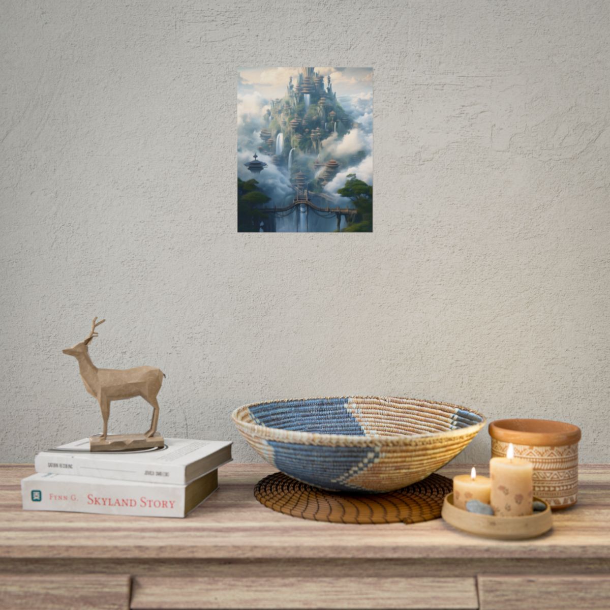 Surreal Floating City: Celestial Fantasy Realm Artwork - Poster