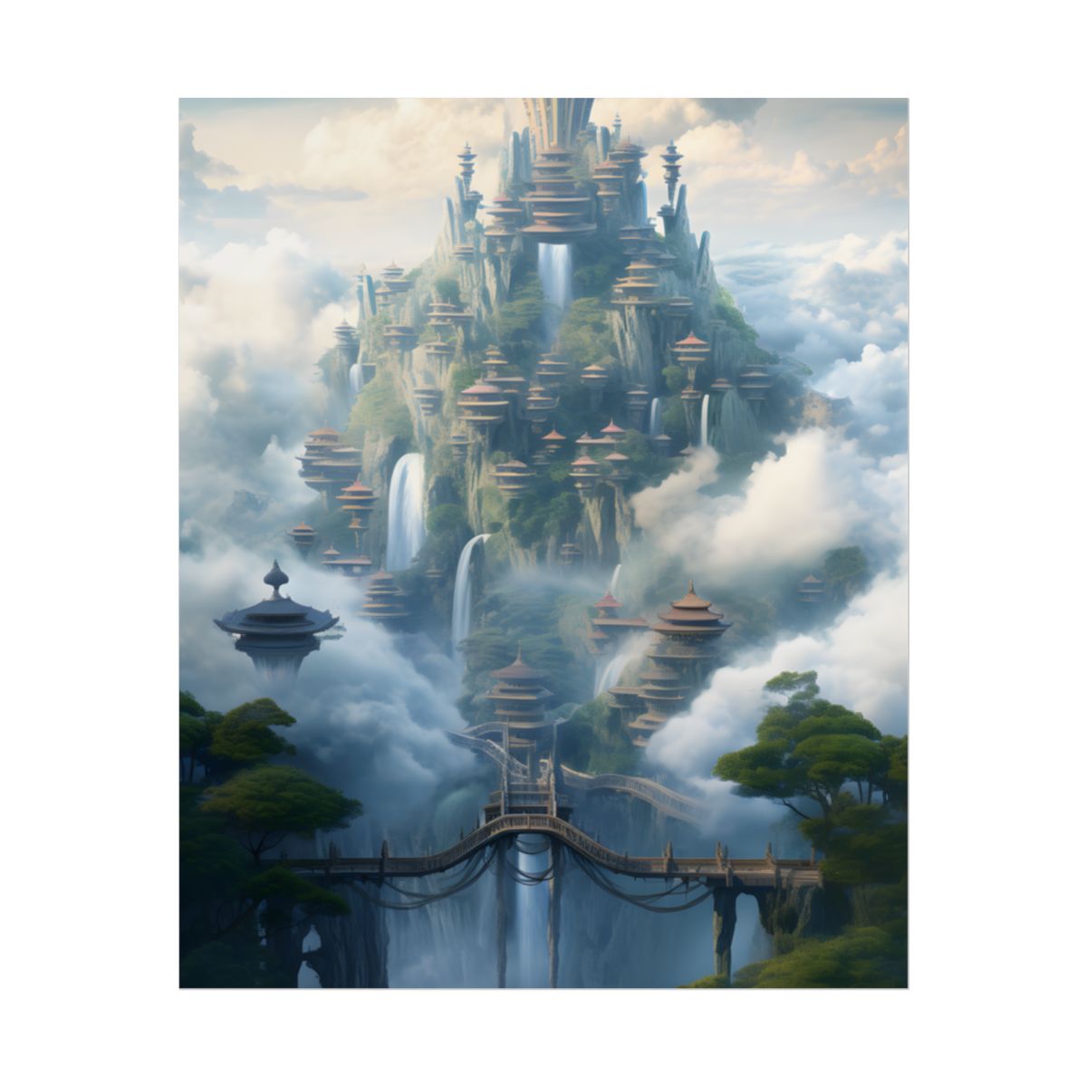 Surreal Floating City: Celestial Fantasy Realm Artwork - Poster