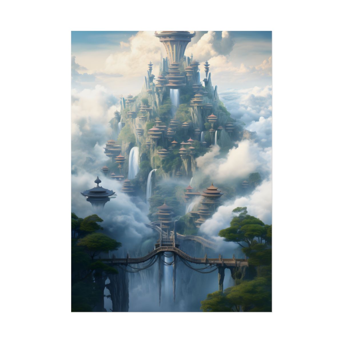 Surreal Floating City: Celestial Fantasy Realm Artwork - Poster