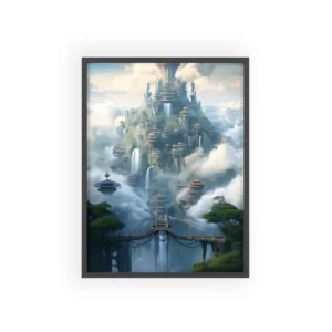 Floating Mountain Temple City Framed Poster