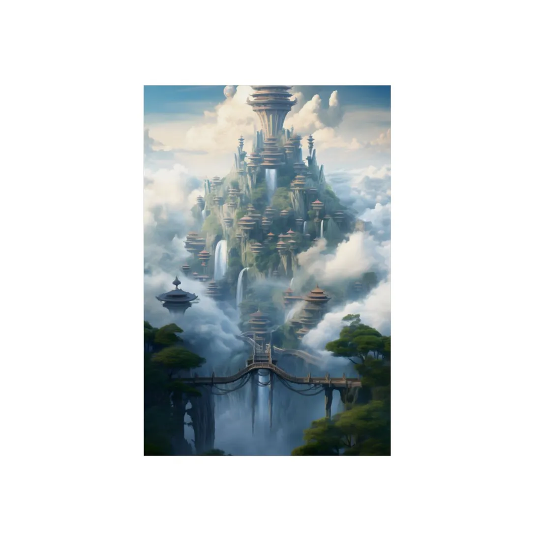 Surreal Floating City: Celestial Fantasy Realm - Metal Poster