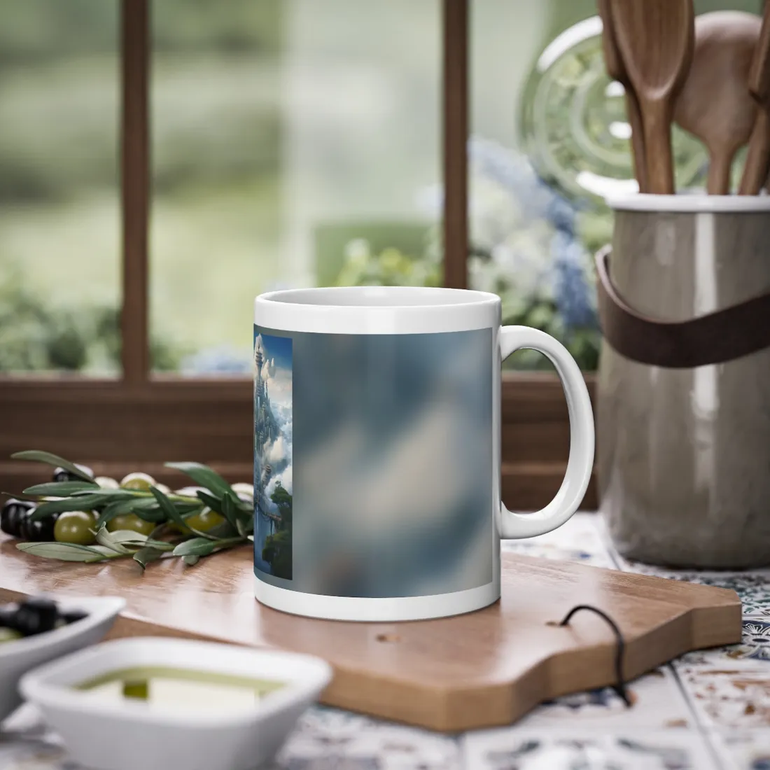 Surreal Floating City: Celestial Fantasy Realm - Mug
