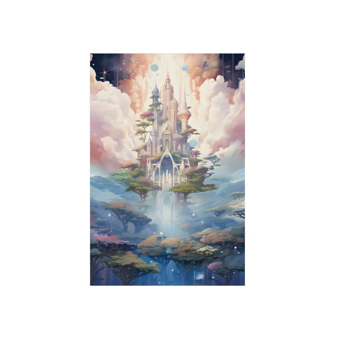 Surreal Floating City in Celestial Fantasy: A Dreamlike - Metal Poster