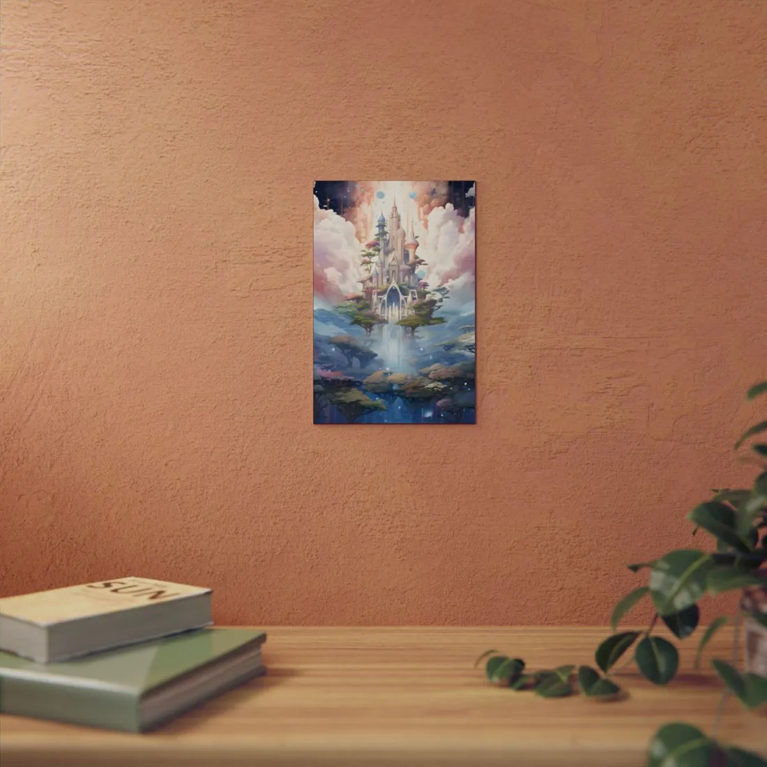 Surreal Floating City in Celestial Fantasy: A Dreamlike - Metal Poster